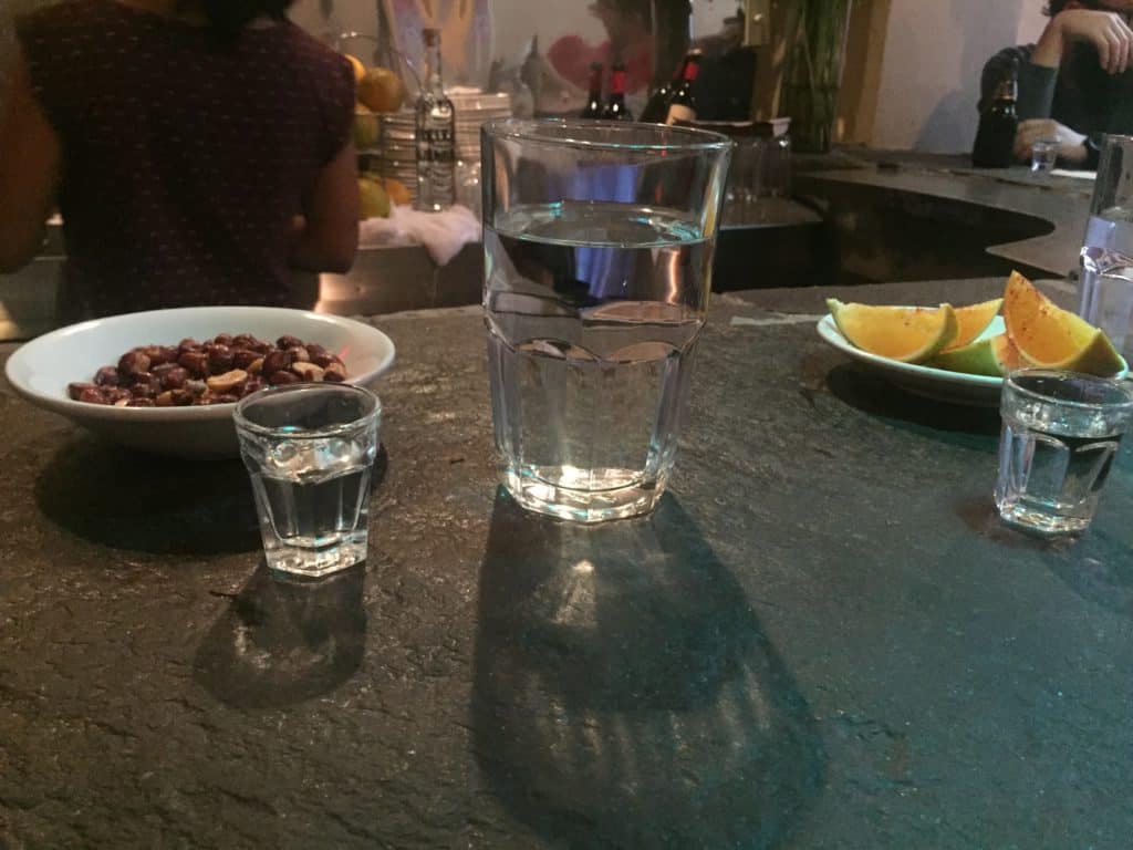 The bar at mezcaleria Bosforo in Mexico City