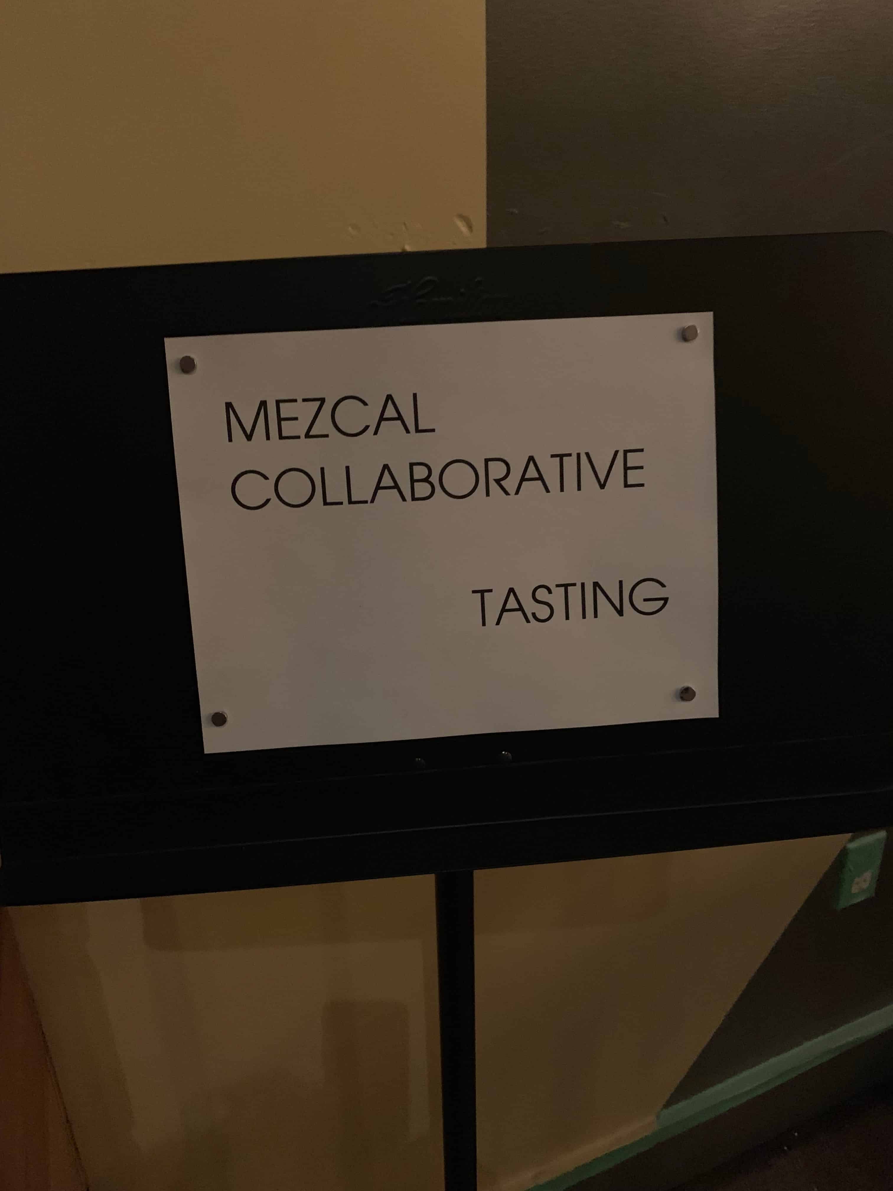 A sign for the blind tasting.