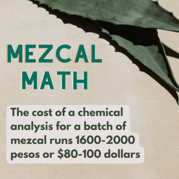 ,The cost of a chemical analysis for a batch of mezcal runs 1600 - 2000 pesos or  - 100
dollars
