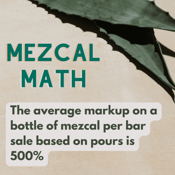 ,The average markup on a bottle of mezcal per bar sale based on pours is 500%