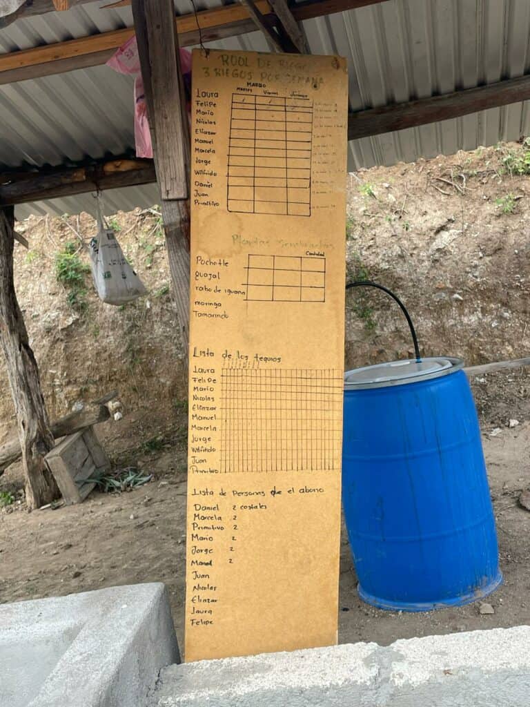 An oblong piece of cardboard is used to track a tequio in Oacaca. A tequio is an upaid act of community service.