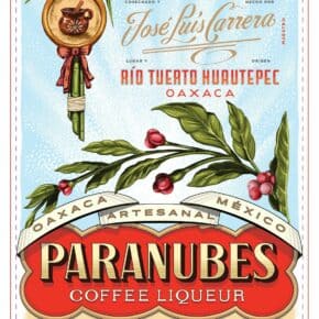 Paranubes coffee liqueur label, Cafe de Olla