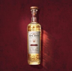A bottle of ocho tequila illustrates our tasting notes