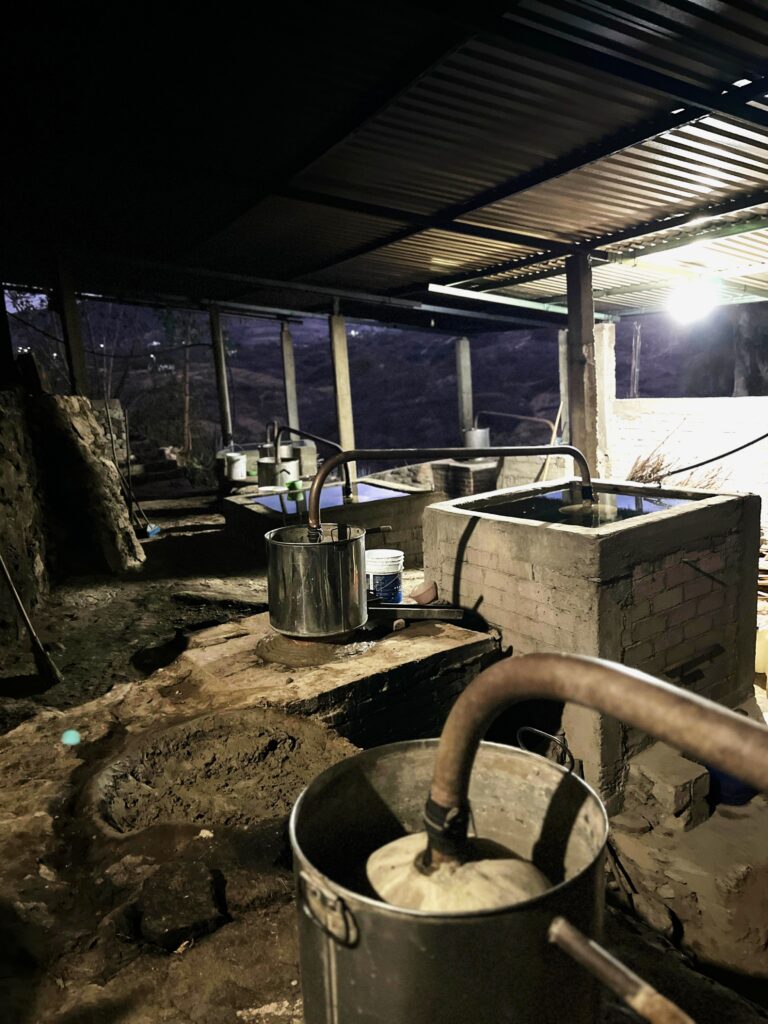 A Oaxacan palenque with refrescadora mezcal stills